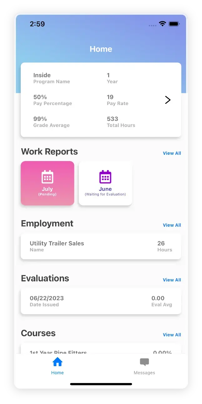 Mobile App Home view